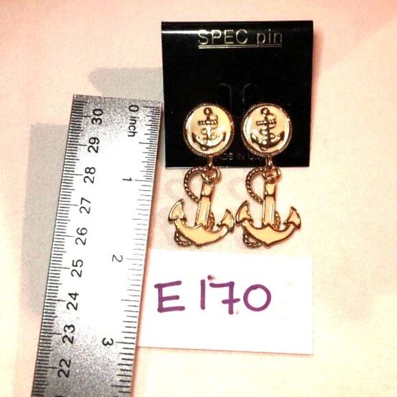 SPEC pin Anchor Enamel Earrings NOC - Picture 5 of 6